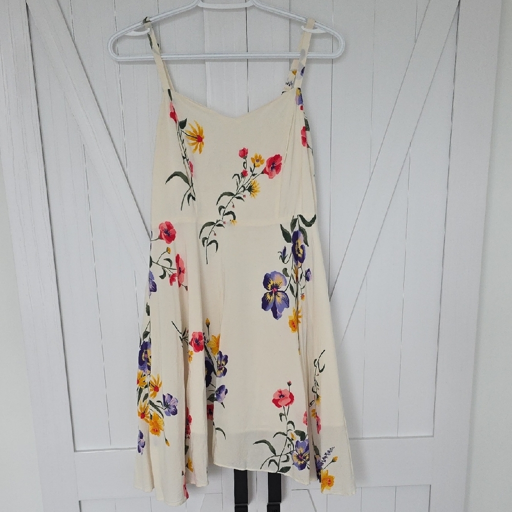 Floral Cream Cami Dress with Colorful Blooms